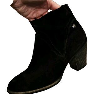 PAUL GREEN Boots Booties Austria NORA Black Suede Med Heel Ankle Size 5